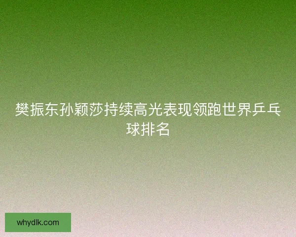 樊振东孙颖莎持续高光表现领跑世界乒乓球排名