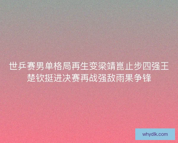 世乒赛男单格局再生变梁靖崑止步四强王楚钦挺进决赛再战强敌雨果争锋